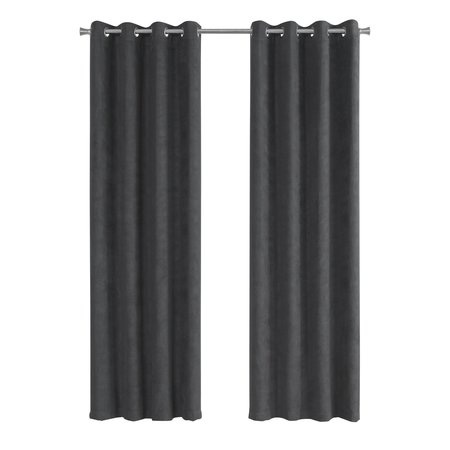 MONARCH SPECIALTIES Curtain Panel, 2pcs Set, 54"W X 84"L, Grommet, Living Room, Bedroom, Kitchen, Micro Suede, Grey I 9803